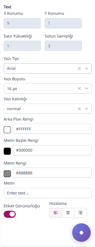 Alan properties örneği